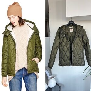 Aritzia TNA Olive Green Roswell Liner Quilted Puffer Hooded Cotagecore Jacket XS
